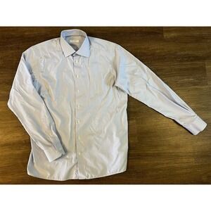 Eton Contemporary Fit Dotted Dress Shirt Blue & White Mens 17 / 43 D30